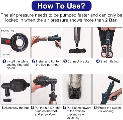 High-Pressure Stainless Steel Toilet Plunger with Real-Time Barometer 4 Heads