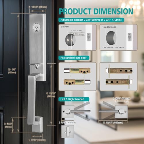 TOGU HS29D Front Door Handle Set with Deadbolt SATIN NICKEL