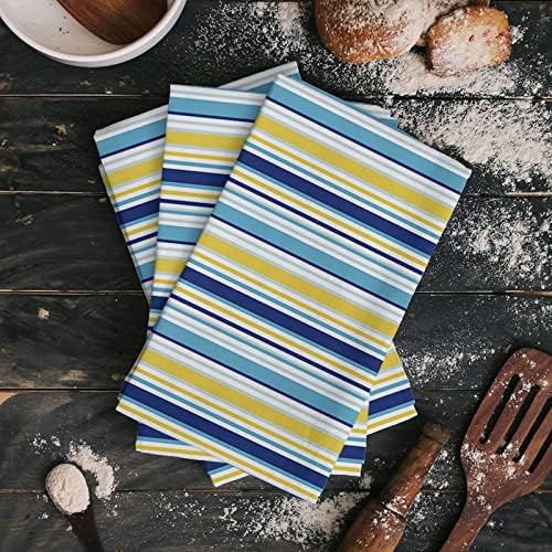 Perfect Kitchen Essentials Yellow Blue Stripe Microfiber Towels